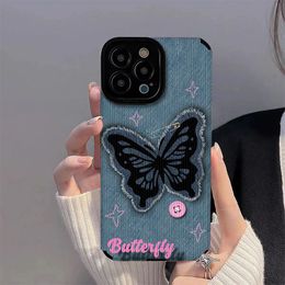 Cowboy Butterfly Pattern Creative Phone Case For iPhone 15 14 13 11 12 Pro Max 7 8 Plus X XS Max XR Shockproof Soft Back Cover Accessories 30pcs