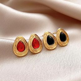 Stud Earrings Mini Vintage Glaze Red Water Drop Small For Fashionable Jewelry Women's Daily Wear 2024 Accessories