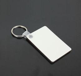 Wholesale 100pcs MDF Blank Key Chain Rectangle Sublimation Wooden Key s For Heat Press Transfer Photo Logo Thermal printing Gift-freeship8648413