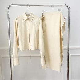 Toteme Vanilla Side Button Mid length Drawstring Skirt+Shirt