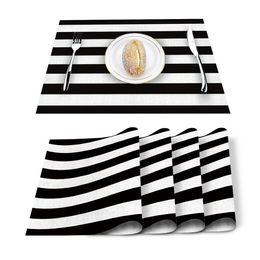 Stripes Black White Simple Pattern Table Mat Kitchen Decoration Placemat Napkin For Wedding Dining Accessories 231225