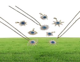 Turkish Lucky Evil Eye necklace Women 8 Style Blue Eyes Female Charm Fashion Enamel Stainless Steel Chain necklace Jewelry Gift G18138844