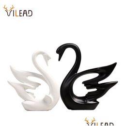Decorative Objects Figurines Vilead 2Pcs/Set Ceramic Couple Ns Nordic Black White Ornaments Wedding Gifts Creative Living Room Dec Dh6Tu