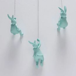 Nordic Cute Rabbit Climbing Hare Wall Hanging Modern Art Room Pendant Gift Kids Sculpture Living Decoration Resin 231225