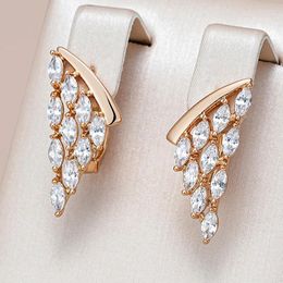 Dangle Earrings Kienl Full Shiny Natural Zircon Drop Earring For Women 585 Rose Gold Colour Unique Crystal Wing Daily Vintage Jewellery Gift