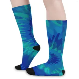 Women Socks Blue Tie Dye Winter Abstract Print Stockings Kawaii Couple Quality Design Outdoor Anti Skid