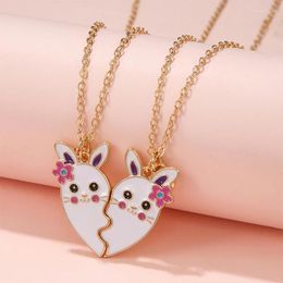 Pendant Necklaces 2Pcs/set Brand Cute Cartoon Chain Friends Necklace BFF Friendship Children's Jewellery Gift For Girls