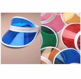 Wide Brim Hats 6pcslot Summer Holiday Neon Sun Visors Sunvisor Party Hat Clear Plastic Cap9966848