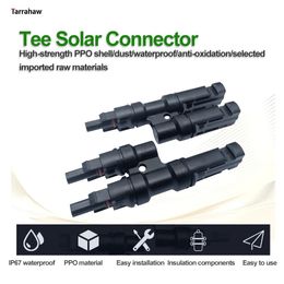 Solar Solar Connector T Type 1to2 Solar Sealing Joint 3way PV Panel Parallel Branch 30A 1000V Plug 2.5/4/6mm Module Cable Accessories