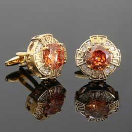 French Style Cufflinks Luxury Zircon Sleeve Studs Mens Shirts Cufflinks Crystal Copper Cuff Buttons Premium British Cuff Links 231225