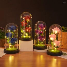 Decorative Flowers Rose Flower Light Up Gifts Artificial In Glass Dome Birthday For Her Grandma Sister Friend