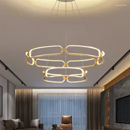 Chandeliers Ribbon Adara Chandelier Modern Luxury Led Ring Light For Living Room Hanging Lights Home Interior Decoration Lighting