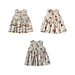 Girl Dresses Brand Design Girls Sleeveless Cotton Dress 2023 Summer Kids Fashion Print Princess
