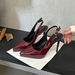 Высокие сандалии на каблуке с высоким Zookerlin Color Solid Slingback S Насосы пряжка Женщина Осуночная туфли для вечеринок для женщин для женщин Летнее насос Dre Shoes 530