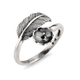 Vintage Design Feather Ring Settings 925 Sterling Silver DIY Jewelry Making Rings Blank Base 5 Pieces245K