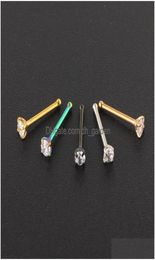 Nose Rings Studs Nostril Piercings Cz Crystal Piercing Stud Stainless Steel Star Nariz Jewellery Wholes Mix Colour Drop Delivery 8488294