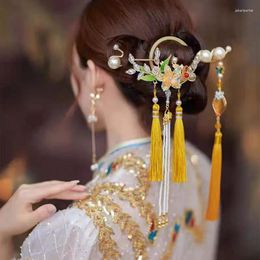 Hair Clips Vintage Chinese Stick With Tassel Wedding Pearl Pin Bridal Flower Headpiece Accessoreis Women Hanfu Ancient Headdress