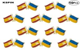 Spain and Ukraine Friendship Brooches Lapel Pin Flag badge Brooch Pins Badges 10Pcs a Lot9622568