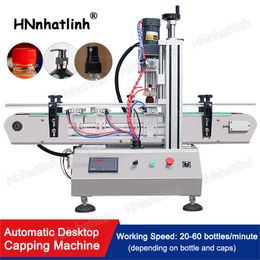 Automatic Desktop Capping Machine Liquid Soap Shampoo Plastic Glass Bottle Duckbill Screw Cover Packing Machine LTB002