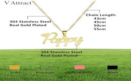 Gold Box Chain Custom Jewelry Personalized Name Pendant Necklace Handmade Cursive Nameplate Choker Women Men Bijoux BFF Gift Y20089157626