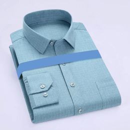 Men's Casual Shirts Fit Men Shirt Mid-aged Father's Formal Business Style Striped With Turn-down Collar Slim Buttons Long For