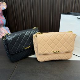 Women Trend Flap Crossbody Bag Classic Versatile Caviar Diamond Lattice Quilted Luxury Handbag Gold Hardware Shoulder Bag Coin Purse Suitcase Key Pouch 25x21CM
