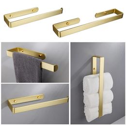 Golden Bathroom Towel Holder Rack Bar Kitchen Roll Paper Hand Towel Hanger Self Adhesive Storage Shelf Home Organiser No Drill 231222