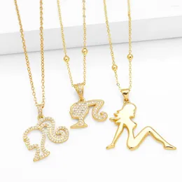 Pendant Necklaces Exquisite Crystal Hollow Beauty Ladies For Women Gold Plated Polish Body Charm Fashion Jewellery Nkey68