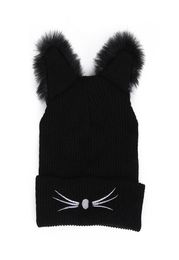 Warm Winter Hat Fashion Lovely Cat Ear Hat For Women Ins Harajuku Knitted Hats Skullies Female Beanies Bonnet Faux Mink7525917