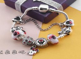 Whole925 Murano Dog pendant Charm beads bracelet fit P Cartoon bracelet jewelry6086129