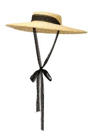 Vintage Large Brim Straw Hat for Women Flat Top Summer Beach Cap Shallow Crown Boater Sun Hats Ribbon Tie Wicker Hat 2206012229103