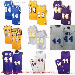 Custom XS-6XL Classic Retro 1970-71 Basketball 44 Jerry West Jersey Retro Classic Stitched Vintage 1972 All-Star Yellow West Purple Blue Breathable Sports Shirts