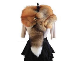 2021 Party Luxury Brand Women Real Winter Fox Fur Scarves Natural Onepiece Fox Fur Collar Warm Soft Real Fox Fur Scarf H09238815124