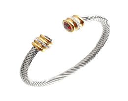 Brand Titanium Steel Cable Cuff Bracelet Birthstone Zircon Bangle Jewellery for Men Women5959689