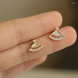 Stud Earrings 925 Sterling Silver Hollow Scallop Simple Geometric Shiny Micro-Inlaid Zirconia Women's Fashion Jewellery