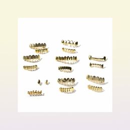 Mens Gold Grillz Teeth Set Fashion Hip Hop Jewellery High Quality Eight 8 Top Tooth Six 6 Bottom Grills8828552