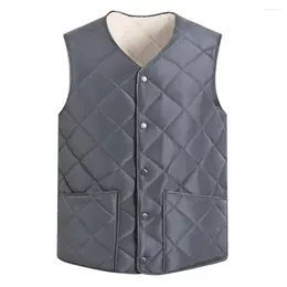 Men's Vests Men Vest Winter V-neck Down Padding With Button Closure Cold-proof Sleeveless Jacket Autumn Solid