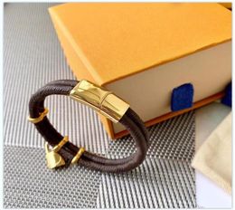 Fashion Classic Round Brown PU Leather Bracelet with Metal Lock Head In Gift Retail Box Stock SL056264695