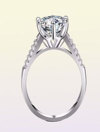 YHAMNI Pure Solid 925 Silver Rings Set Big 2 ct Diamond Engagement Ring Real Silver Wedding Rings for Women XJR0398154516