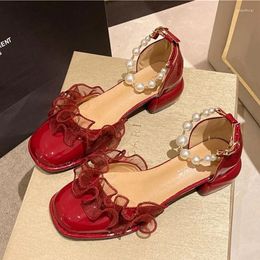 Dress Shoes 2023 Designer Women Beads Square Toe Sandals High Heels Summer Sexy Pumps Party Brand Ladies Zapatillas