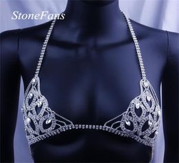 Stonefans Sexy Body Jewlery Bralette Chain Top for Women Leaf Bikini Crystal Underwear Chains Lingerie Body Jewellery T2005084893084