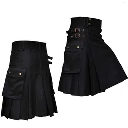 Men's Pants Mens Fashion Casual Scottish Style Solid Pocket Pleated Skirt Warm House