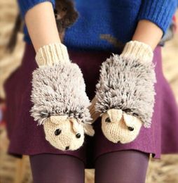 Women Gloves Winter Warmer Knitted Crochet Wrist Cartoon Fleece Heated Mittens1404420