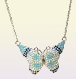 gold silver rose gold 3 Colours Colourful beautiful butterfly necklace Bohemia style 925 sterling silver paved cz turquoise fashion 1277333