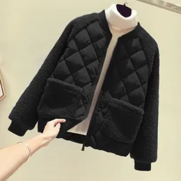 Women's Jackets Fashion Elegant Women Coat 2023 Korean Loose Short Wool-like Lamb Sweater Girl Splicing Stand-up Collar Student Zipper