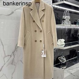 Top Luxury Coat Maxmaras 101801 Pure Wool Coat Winter 13 All Color Star Classic Double breasted Cashmere Coat for Women's High end Long OutwearAT12
