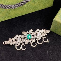 Barrettes rhinestone hair barrette emerald rhinestones luxury barrette designer for woman girl ladies wedding party gift Jewellery bridal Gramme