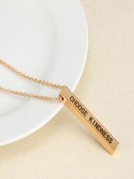 Pendant Necklaces Inspirational Fashion Necklace Jewelry CHOOSE KINDNESS Foursided Lettering Stainless Steel Military For Gift4375710