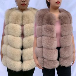 Jackets Women Winter Fur Coat Real Fox Vest Fluffy Coat Gilet Cropped Fur Jacket Fur Waistcoat Natural Fur Fox Fur Body Warmer
