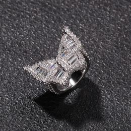Butterfly CZ Diamond Rings Micro Paved Iced Out Cubic Zircon Fashion Mens Hip Hop Gold Ring Jewelry275M
